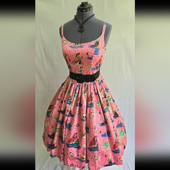 🪝Off The Hook - "Neverland" Jenny Dress Micheline Pitt Art Pinup Couture L - Picture 3 of 14